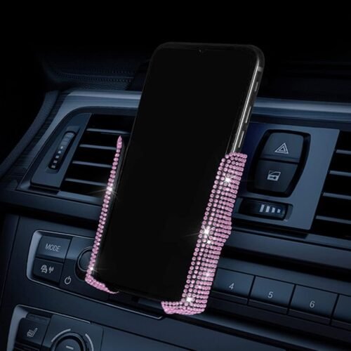 Rhinestone Car Phone Holder with Reserved Charging Port