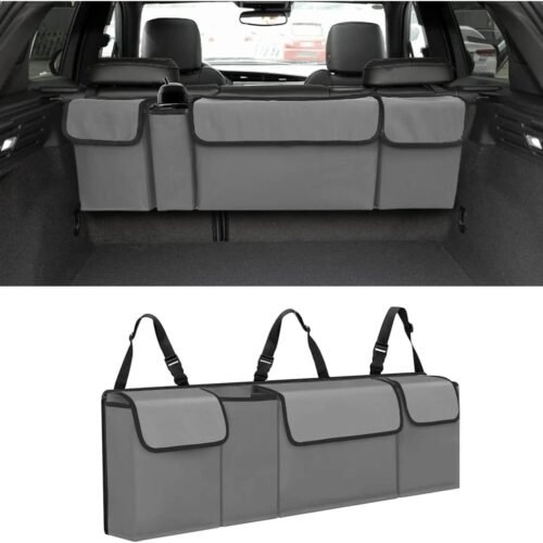 Car Trunk Organizer with Four Side Pockets and Mesh Bag
