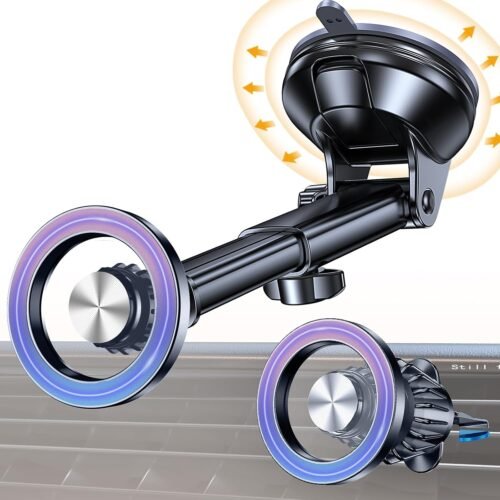 Magnetic Car Phone Mount with Dual Base Options