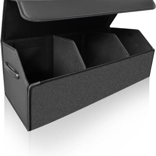 Extra Large Leather Car Trunk Organizer with Magnetic Lid