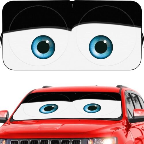 Foldable car windshield sun shade with funny eyes design, wear-resistant, foldable.