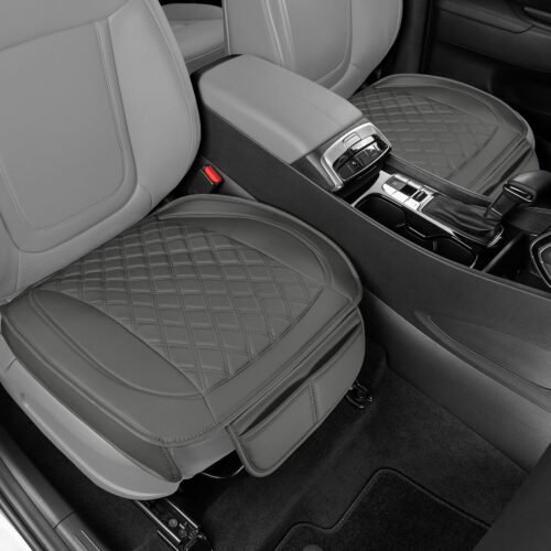 Microfiber Leather Seat Cover with Stitched Divider Pockets