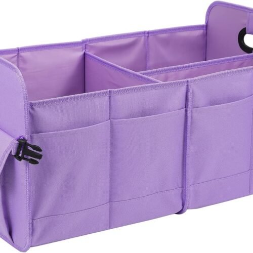 Car Trunk Organizer with Aluminum Handles and Three Dividers